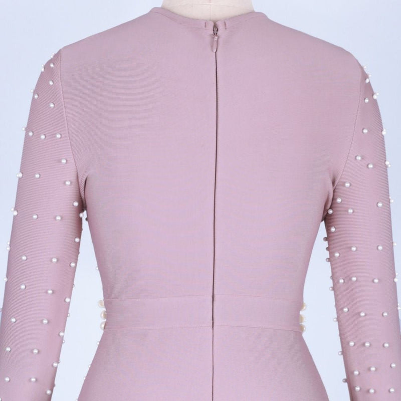Round Neck Long Sleeve Beaded Maxi Bandage Dress PZ19233 8 in wolddress