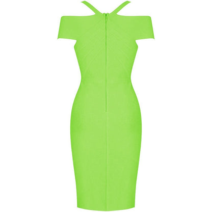 V Neck Mid Sleeve Striped Over Knee Bandage Dress PF19089 64 in wolddress