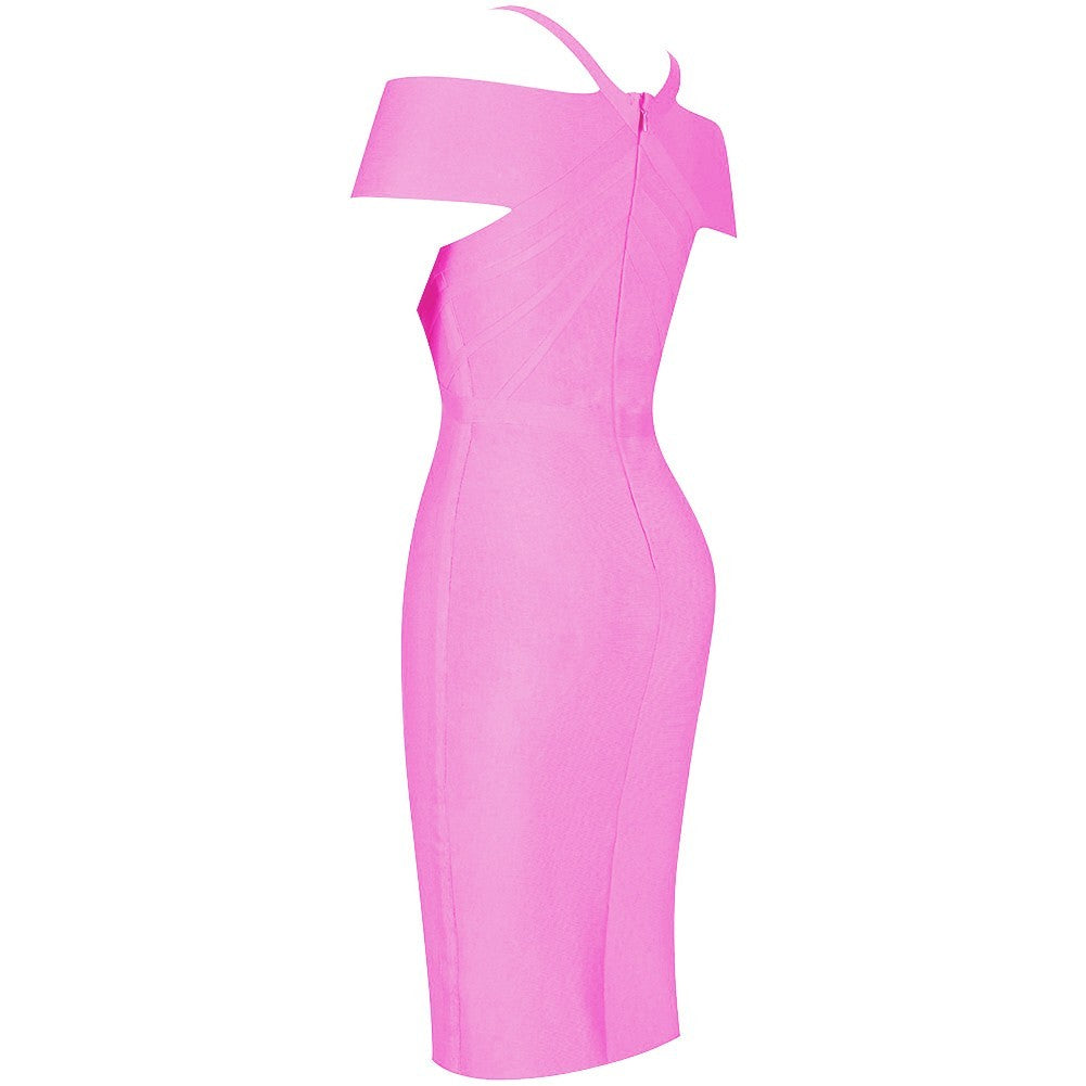 V Neck Mid Sleeve Striped Over Knee Bandage Dress PF19089 49 in wolddress