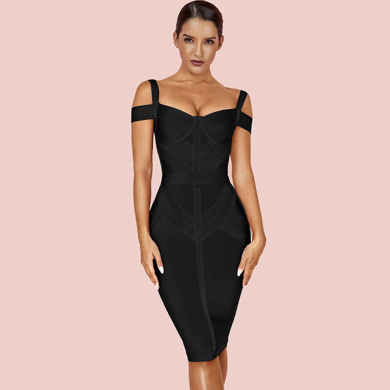 Strappy Short Sleeve Striped Over Knee Bandage Dress PF19168 15 in wolddress