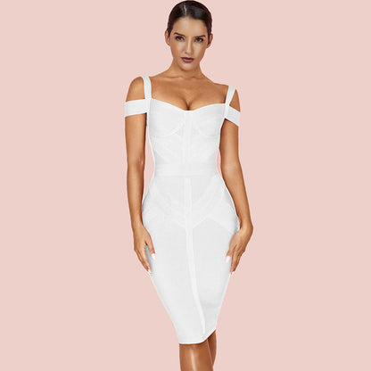 Strappy Short Sleeve Striped Over Knee Bandage Dress PF19168 14 in wolddress