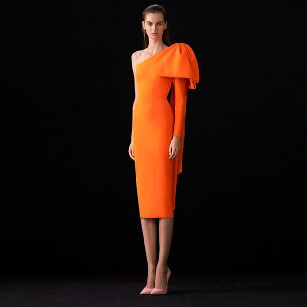 Bowknot Asymmetrical One Sleeve Bandage Dress PP19348 1 in wolddress