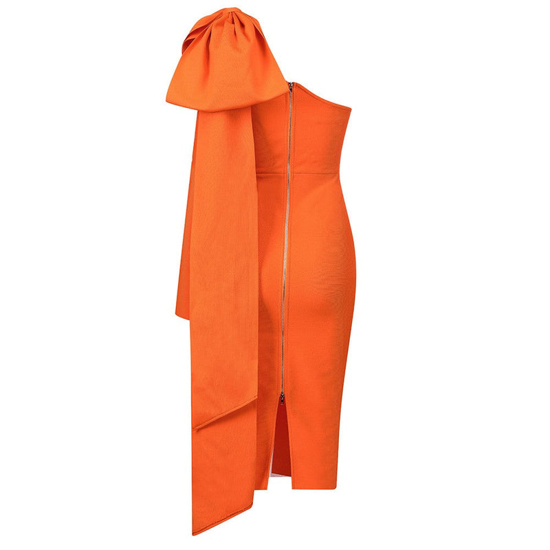 Bowknot Asymmetrical One Sleeve Bandage Dress PP19348 4 in wolddress