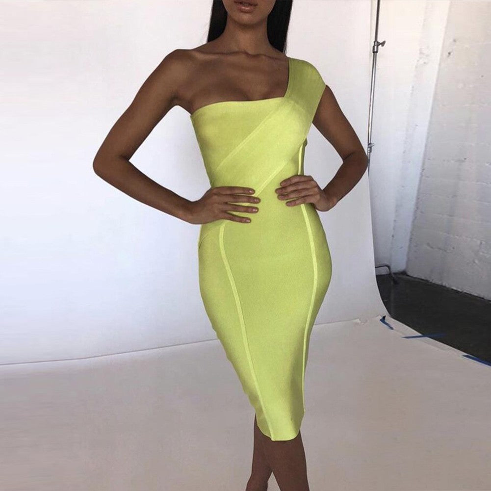 One Shoulder Sleeveless Asymmetrical Over Knee Bandage Dress PP40199 11 in wolddress