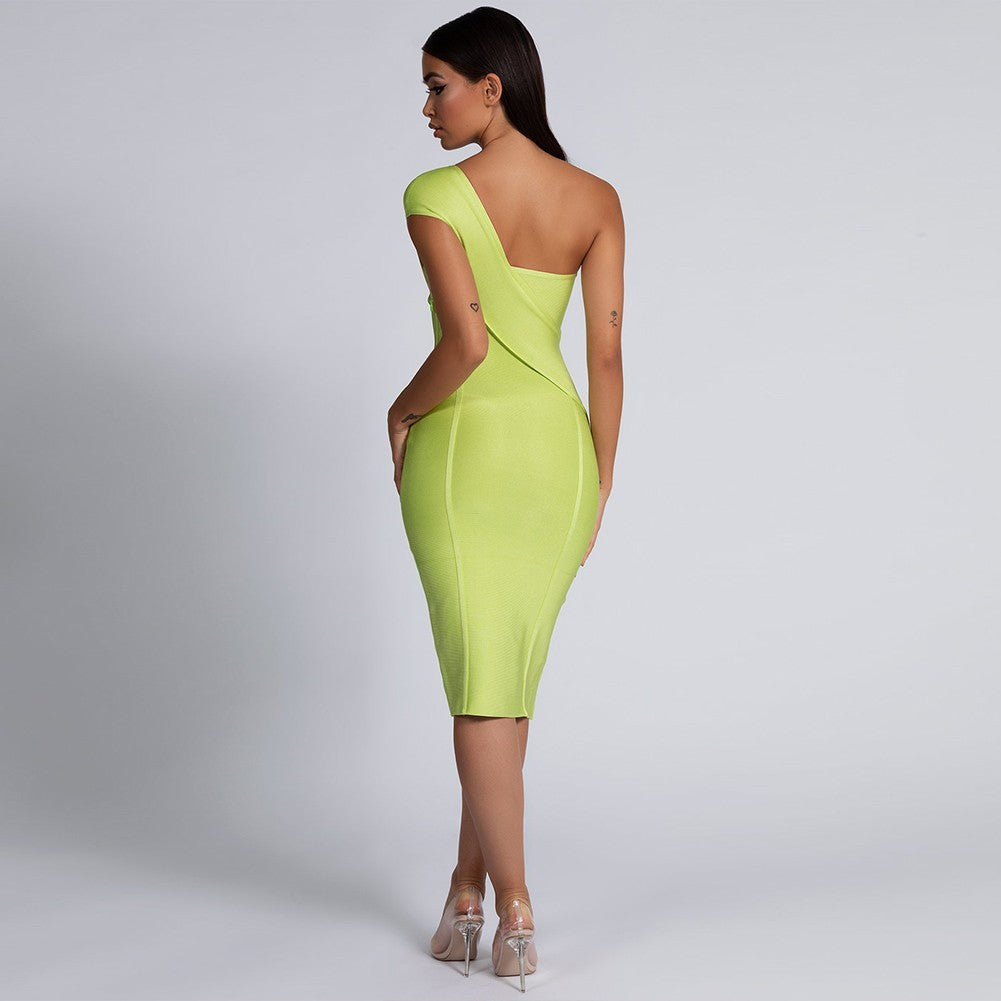One Shoulder Sleeveless Asymmetrical Over Knee Bandage Dress PP40199 14 in wolddress
