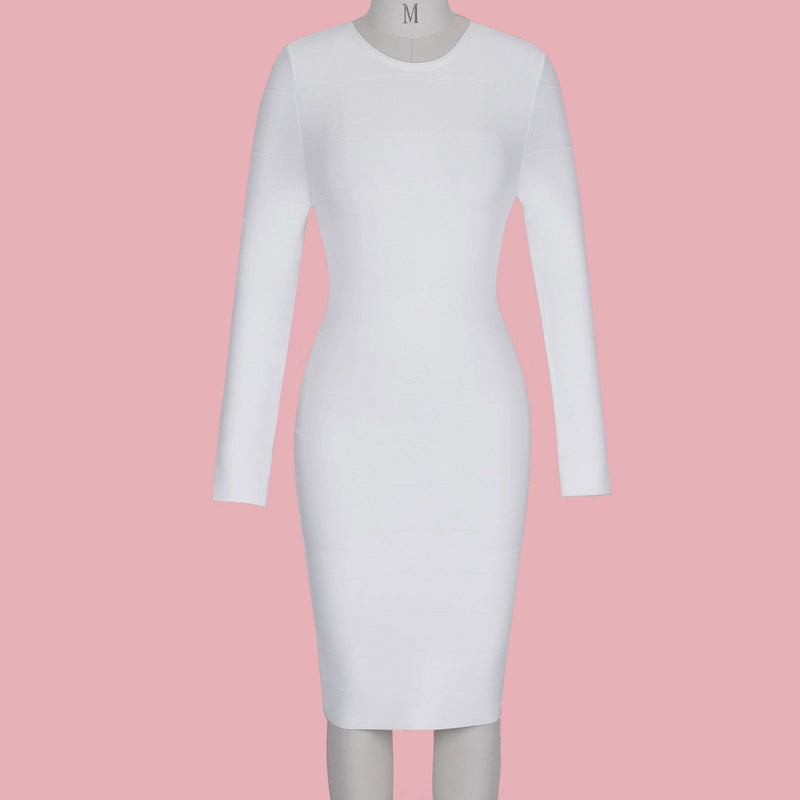 Round Neck Long Sleeve Striped Mini Bandage Dress PPHK060 2 in wolddress