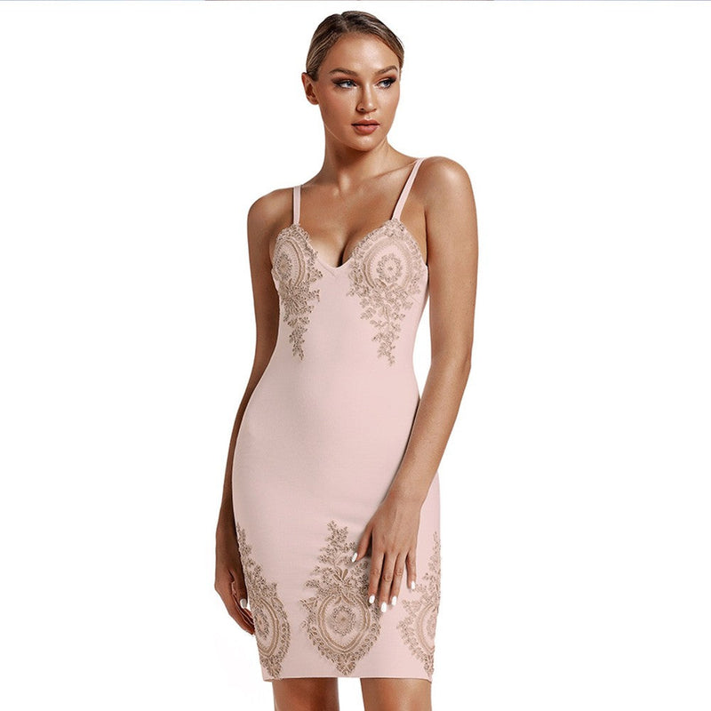 Strappy Sleeveless Embroidered Mini Bandage Dress PS19112 11 in wolddress