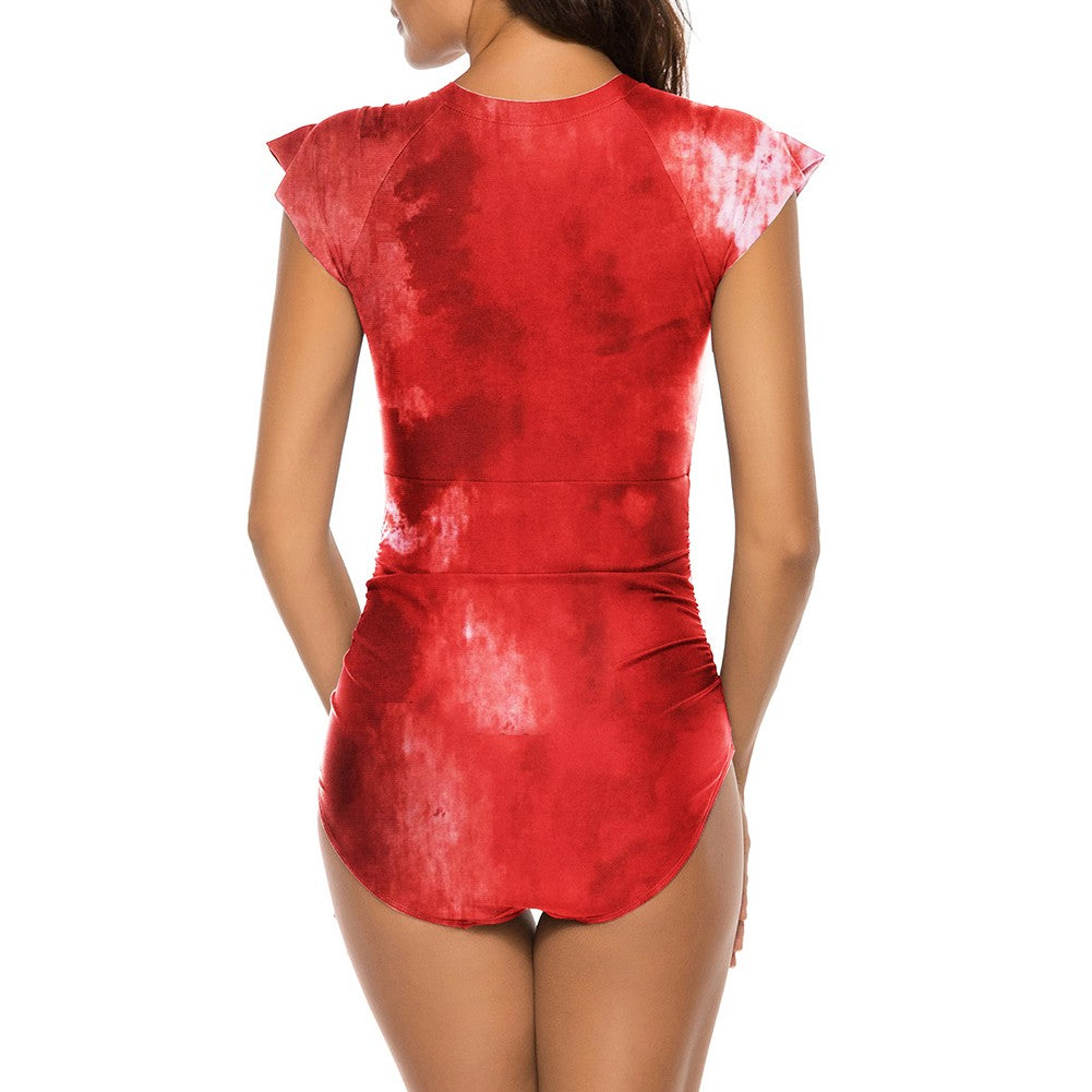 Round Neck Short Sleeve Stretchy Bodycon Swimsuit YS20002 9 in wolddress