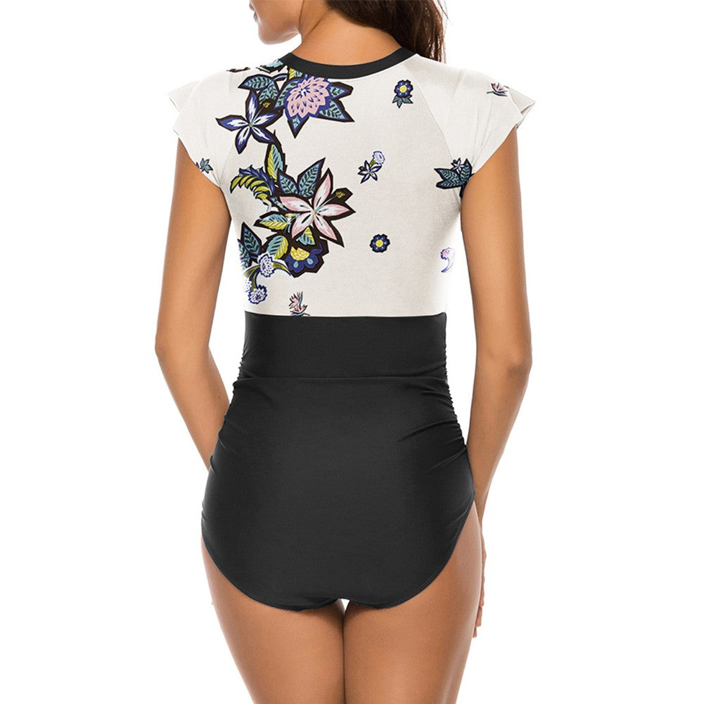 Round Neck Short Sleeve Stretchy Bodycon Swimsuit YS20002 6 in wolddress