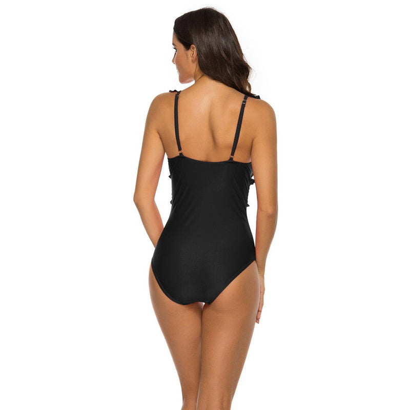 V Neck Sleeveless Ruffle Bodycon Swimsuit YSL0180 33 in wolddress