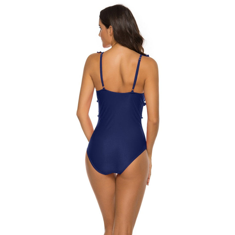 V Neck Sleeveless Ruffle Bodycon Swimsuit YSL0180 28 in wolddress