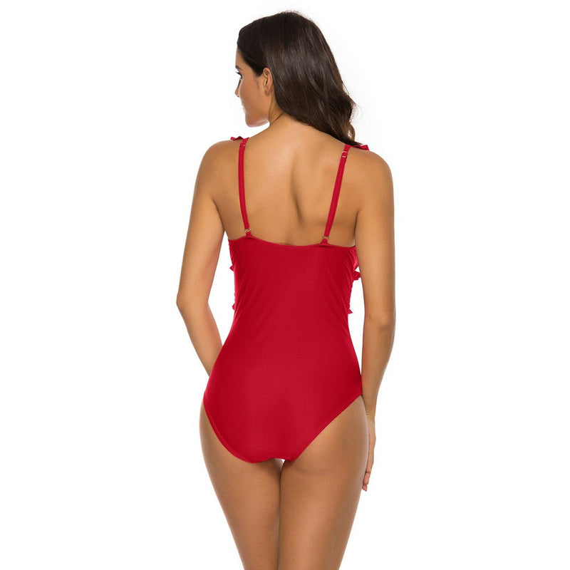 V Neck Sleeveless Ruffle Bodycon Swimsuit YSL0180 3 in wolddress